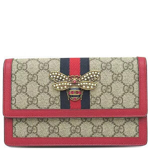 Gucci Queen Margaret Chain GG Supreme Beige Red Double GG Web Sherry Brown